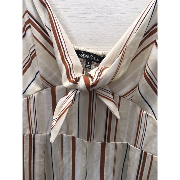 Sweet Rain Wide Leg Cropped Jumpsuit Women Size Small V Neck Sleeveless Stripe - Picture 8 of 10